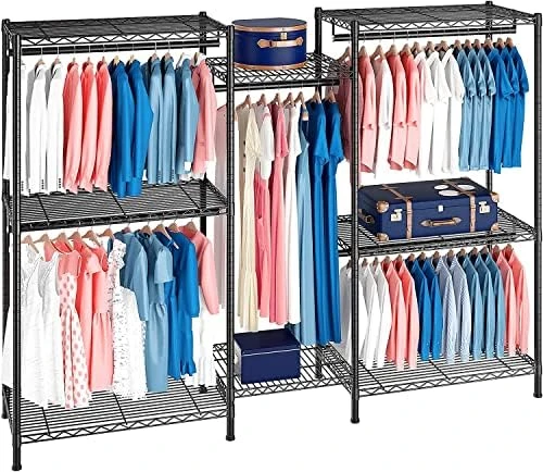 Raybee Clothes Rack Heavy Duty Clothing Racks For Hanging Clothes 830 LBS Metal Clothing Rack Heavy Duty Wire Garment Rack Free Standing Closet Portable & Sturdy 74.8”Wx17.7”Dx76.8”H Black 6 Raybee Clothes Rack Heavy Duty Clothing Racks For Hanging Clothes 830 LBS Metal Clothing Rack Heavy Duty Wire Garment Rack Free Standing Closet Portable & Sturdy 74.8”Wx17.7”Dx76.8”H Black - Image 6