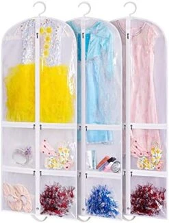 SLEEPING LAMB Clear Garment Bag For Dance Costume Kids 50 Inch Hanging Clothes Cover For Closet Storage With 4 Large Zipper Pockets For Ballet, Theatre, Competitions, 3 Packs, White -GENERIC Shop 51diCkgGkwL. AC