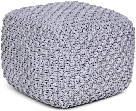 BIRDROCK HOME Square Pouf Footstool Ottoman - Dusty Rose - Knit Bean Bag Floor Chair - Cotton Braided Cord - Great For The Living Room, Bedroom And Kids Room - Small Furniture 8 BIRDROCK HOME Square Pouf Footstool Ottoman - Dusty Rose - Knit Bean Bag Floor Chair - Cotton Braided Cord - Great For The Living Room, Bedroom And Kids Room - Small Furniture - Image 8