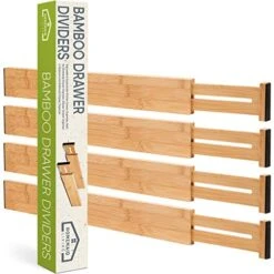 Homemaid Living Bamboo Drawer Dividers Adjustable & Expandable, Kitchen Drawer Organizer, Ideal For Silverware Drawer Organizer, Dresser Drawer Organizer Or Bedroom And Bathroom Drawer Organizer