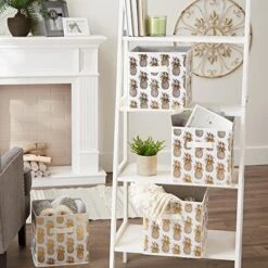 DII Non Woven Polyester Storage Bin, Metallic Pineapple, White & Gold, Small Set Of 4 -GENERIC Shop 51eY55LhCgL