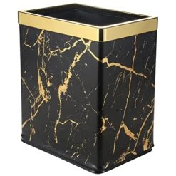 Huaqinglian Small Office Trash Can Bedroom Wastebasket,Rectangle Slim Bathroom Kitchen Garbage Can 2.6Gallon(Black Marble) -GENERIC Shop 51ehefugqL