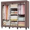 OUMYJIA Portable Wardrobe Closet Fabric Closet Wardrobe Closet Clothes Organizer, 51.1L X 17.7W X 67.7H, Coffee