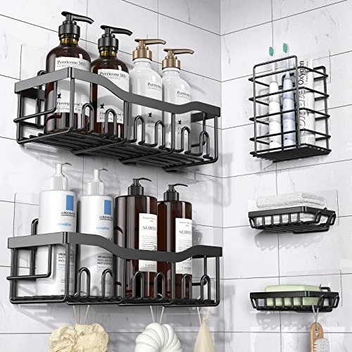 Shower Caddy 5 Pack,Adhesive Shower Organizer For Bathroom Storage&Kitchen,No Drilling,Large Capacity,Rustproof Stainless Steel Bathroom Organizer,Bathroom Shower Shelves For Inside Shower 1 Shower Caddy 5 Pack,Adhesive Shower Organizer For Bathroom Storage&Kitchen,No Drilling,Large Capacity,Rustproof Stainless Steel Bathroom Organizer,Bathroom Shower Shelves For Inside Shower