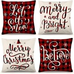 YGEOMER Christmas Pillow Covers 18x18 Set Of 4 For Christmas Decoration Black And Red Buffalo Plaid Throw Pillow Cases For Sofa Couch Home Christmas Decor -GENERIC Shop 51fRyMwBtCS. AC