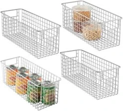 MDesign Shallow Metal Wire Basket For Storage Pantry - Kitchen Organization Basket With Handles - Bin Basket For Organizing Cabinets Or Countertop - Concerto Collection - 4 Pack - Bronze -GENERIC Shop 51fSjNHDG L. AC