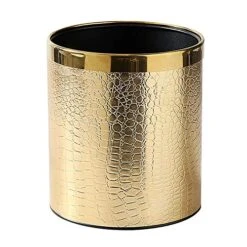 Huaqinglian Small Office Trash Can Garbage Can Metal Open Top Wastebasket Bin With Removable Gold Ring Which For Hold Garbage Bag For Bathroom,Living Room,Bedroom Using (White Gold Marble) -GENERIC Shop 51fVxHuo85L