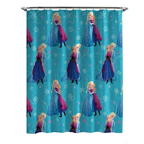 Disney Frozen Swirl Shower Curtain & 12-Piece Hook Set & Easy Use - Kids Bath Features Elsa And Anna (Official Disney Product) 2 Disney Frozen Swirl Shower Curtain & 12-Piece Hook Set & Easy Use - Kids Bath Features Elsa And Anna (Official Disney Product) - Image 2