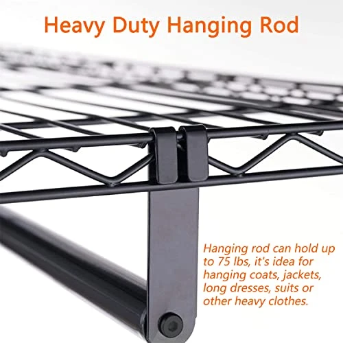 Soywey Heavy Duty Wire Garment Rack, Clothing Rack Clothes Rack For Hanging Clothes Metal Free Standing Clothes Rack Wire Metal Clothing Rack Closet(Black) 4 Soywey Heavy Duty Wire Garment Rack, Clothing Rack Clothes Rack For Hanging Clothes Metal Free Standing Clothes Rack Wire Metal Clothing Rack Closet(Black) - Image 4