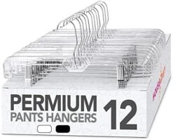 HOUSE DAY Pants Hangers 12 Pack Skirt Hangers With Clips 14 Inch Clear Hangers 360-Rotating Stainless Steel Clips,Hangers With Adjustable Clips For Adult And Hangers For Pants, Skirts, Jeans,Slacks -GENERIC Shop 51gJLLtHMyL. AC