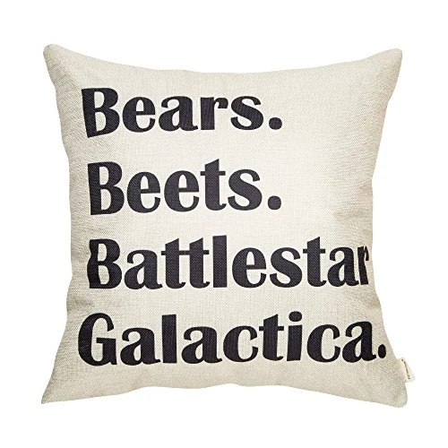 Fahrendom Battlestar, Bears, Beets, Galactica Quote Sign Decor Cotton Linen Home Decorative Throw Pillow Case Cushion Cover With Words For The Office TV Series Lover, Sofa Couch 18 X 18 Inch 1 Fahrendom Battlestar, Bears, Beets, Galactica Quote Sign Decor Cotton Linen Home Decorative Throw Pillow Case Cushion Cover With Words For The Office TV Series Lover, Sofa Couch 18 X 18 Inch
