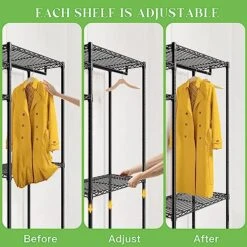 Raybee 77" H Clothes Rack Heavy Duty Loads 900LBS Clothes Racks For Hanging Clothes Adjustable Clothing Rack Heavy Duty Garment Rack Metal Free Standing Closet With 2 Big Baskets 74.8" Wx77 Hx18 D -GENERIC Shop 51gl8bEPX8L