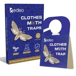 Redeo Clothes Moth Traps With Pheromones Non-Toxic And Odorless Sticky Glue Trap With Lure Clothing Moth Trap With Attractant For Closets And Carpet Indoor Moth Prevention, Safe For Kids And Pets (12)