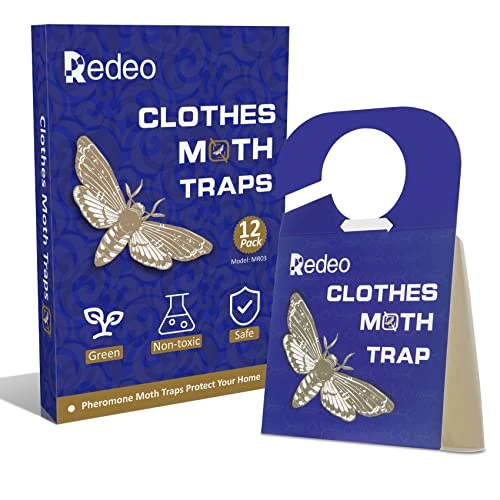 Redeo Clothes Moth Traps With Pheromones Non-Toxic And Odorless Sticky Glue Trap With Lure Clothing Moth Trap With Attractant For Closets And Carpet Indoor Moth Prevention, Safe For Kids And Pets (12) 1 Redeo Clothes Moth Traps With Pheromones Non-Toxic And Odorless Sticky Glue Trap With Lure Clothing Moth Trap With Attractant For Closets And Carpet Indoor Moth Prevention, Safe For Kids And Pets (12)