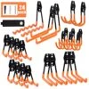 AOBEN Garage Hooks,24Pack Heavy Duty Garage Hanger Organizer Anti-Slip Double Wall Garage Storage Hooks For Ladder, Power Tool,Bike,Ropes (23 Hooks & 1 Hoder Strap)-Orange
