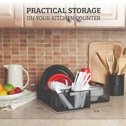 ELTOW Countertop Silverware Caddy W/Handle, 8 Compartment Paper Plate & Cutlery Caddy For Plates, Bowls, Forks, Spoons, Knives, Napkins, Flatware & Utensil Holder For Party, Picnic, Home, RV - Black -GENERIC Shop 51h5uPBqLmL