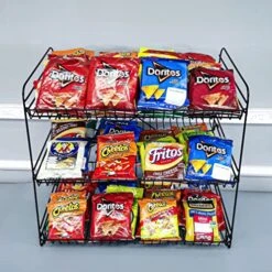 FixtureDisplays® 24" Wide X 14.9" Deep X 23.2" Tall 3-Open-Shelf Wire Rack For Countertop Chips Snack Book Display Organizer Concession Theatre Kitchen Pantry Stand Black 19396-2D -GENERIC Shop 51hK0IinAQL