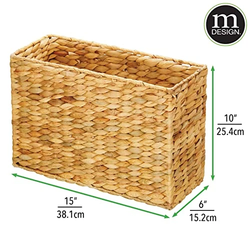 MDesign Woven Hyacinth Large Bathroom Toilet Roll Holder Storage Organizer Basket Bin - Rectangle Containers For Bathroom, Toilet Tank - Hold 6 Rolls Of Toilet Paper - Rice Weave - Natural/Tan 2 MDesign Woven Hyacinth Large Bathroom Toilet Roll Holder Storage Organizer Basket Bin - Rectangle Containers For Bathroom, Toilet Tank - Hold 6 Rolls Of Toilet Paper - Rice Weave - Natural/Tan - Image 2