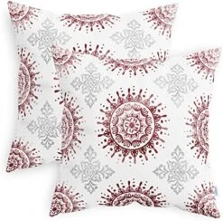 CaliTime Throw Pillow Cases Pack Of 2 Cozy Fleece Mandala Floral Medallion Compass Decorative Cushion Covers For Couch Bed Sofa Farmhouse Decoration 18 X 18 Inches Sage Green Grey -GENERIC Shop 51hUDsuhyCL. AC