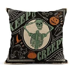 Rouihot Set Of 4 Linen Throw Pillow Covers 18x18 Inch Vintage Halloween Scaredy Cats Pumpkins Skeletons Home Decor Pillowcase Square Cushion Covers For Sofa Bed Couch 17 Rouihot Set Of 4 Linen Throw Pillow Covers 18x18 Inch Vintage Halloween Scaredy Cats Pumpkins Skeletons Home Decor Pillowcase Square Cushion Covers For Sofa Bed Couch -GENERIC Shop 51hlrOjnJhL