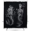 Gothic Skeleton Mermaid Shower Curtain, Black Shower Curtain For Skeleton Bathroom Decor, Skull Shower Curtain And Gothic Bathroom Decor - Water Resistant
