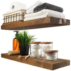 BAOBAB WORKSHOP Bundle - 2 Items: Wood And Wire Baskets With Floating Shelves For Bathroom Decor, Toilet Paper Storage, Living Room Bedroom And Kitchen -GENERIC Shop 51hth4QiLKL