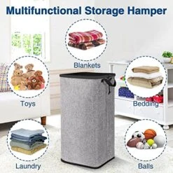 100L Large Laundry Hamper, 30.9'' Tall Laundry Basket With Removable Bag, Collapsible Laundry Hamper, Dirty Clothes Hamper For Bathroom Bedroom Drom Room, Grey Laundry Hamper For Toys Clothes Storage -GENERIC Shop 51iDKuY6F7L