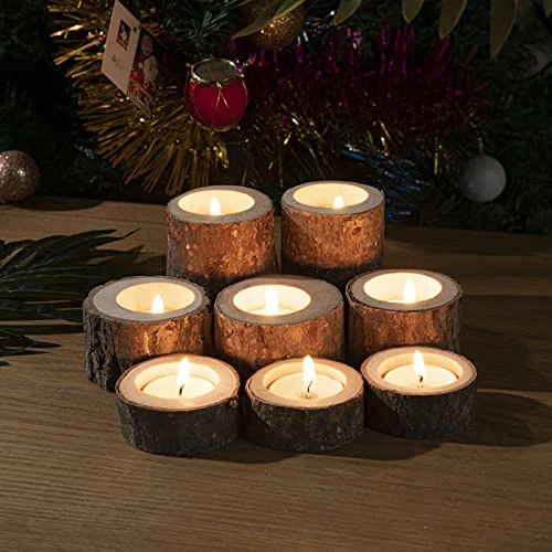 9 Pack Wooden Tealight Candle Holders, Kooplus Tealights Holder S Size Inner Bore (1.6''Dx0.6''H), Rustic Wedding Decor 3 9 Pack Wooden Tealight Candle Holders, Kooplus Tealights Holder S Size Inner Bore (1.6''Dx0.6''H), Rustic Wedding Decor - Image 3