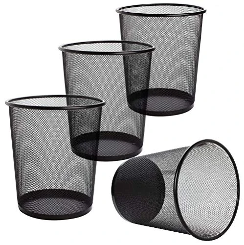 LAWEI 4 Pack Trash Can Mesh Round Open Top Wastebasket - 2.5 Gallon Recycling Bins Garbage Waste Baskets For Office Home 1 LAWEI 4 Pack Trash Can Mesh Round Open Top Wastebasket - 2.5 Gallon Recycling Bins Garbage Waste Baskets For Office Home
