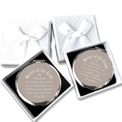 Mother Of Bride And Groom, 2 Pieces,Unique Wedding Favor Gifts For Parents - Engagement Gifts For Mother In Law And Brides Mom-Makeup Mirror Silver
