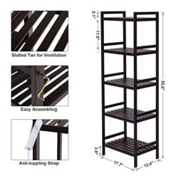 SONGMICS Adjustable Storage Shelf Rack, 5-Tier Multifunctional Shelving Unit Stand Tower, Bookcase For Bathroom Living Room Kitchen 17.7 X 12.4 X 55.9 Inches, Holds Up To 132 Lb, Brown UBCB75BR 10 SONGMICS Adjustable Storage Shelf Rack, 5-Tier Multifunctional Shelving Unit Stand Tower, Bookcase For Bathroom Living Room Kitchen 17.7 X 12.4 X 55.9 Inches, Holds Up To 132 Lb, Brown UBCB75BR -GENERIC Shop 51iSKBeF4fL