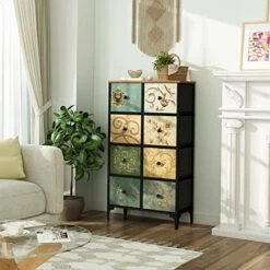 AOPSEN Tall Dressers For Bedroom With 8 Drawers, Storage Drawer Unit For Closet, Fabric Organizer Chest Of Drawers For Kids, Living Room, Nursery, Steel Frame, Wood Top -GENERIC Shop 51isDG0OSqL