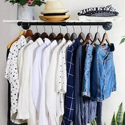 WEBI Clothing Rack Wall Mount,32'' Industrial Pipe Clothes Rack For Hanging Clothes,Heavy Duty Iron Garment Rack Bar,Retail Display Clothes Rod For Closet,Laundry Room,Black -GENERIC Shop 51jCOtL4h0S