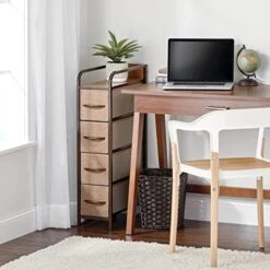 MDesign Slim Steel Frame Organizer Dresser Unit, 4 Removable Fabric Drawers/Metal Top, Furniture For Entryway, Hallway, Bedroom, Office, Closet Organization, Lido Collection, Coffee/Espresso Brown -GENERIC Shop 51jO2IGmXYL