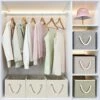TOPIA HOME Closet Organizers And Storage Bins For Shelves, EXTRA LARGE, 3-Pack Foldable Storage Baskets For Organizing With Rope Handles, Collapsible Fabric Cube Organization Boxes, Beige, TP03Y