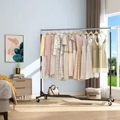 Mr IRONSTONE Upgraded Rolling Clothes Rack, Clothing Racks For Hanging Clothes, Garment Rack Heavy Duty, Commercial Clothes Rack For Clothing, Sturdy Clothes Rack With Shelves(63")