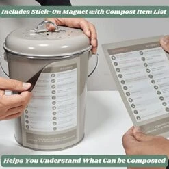 Compost Tumbler, Kitchen Compost Bin Countertop, Indoor Compost Bin Kitchen, Compost Bucket Kitchen, Compost Bins, Compost Caddy, Counter Food Composter For Kitchen, Greige (Beige-Grey) Compost Pail 11 Compost Tumbler, Kitchen Compost Bin Countertop, Indoor Compost Bin Kitchen, Compost Bucket Kitchen, Compost Bins, Compost Caddy, Counter Food Composter For Kitchen, Greige (Beige-Grey) Compost Pail -GENERIC Shop 51jekm0pHjL