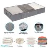 Under Bed Storage Containers, Underbed Clothes Storage Bags, Large Clear Fabric Bins Organizer With Lids & 4 Handles For Blanket, Clothing, Comforter, Duvet, Gray, 6 Pack