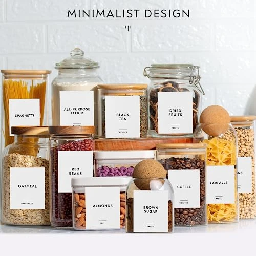 351 Ultimate Pantry Label Set, Black Text On White Vinyl Waterproof Label Sticker With Removable Adhesive- Fits On Round, Square And Rectangle Jars - Organize Pasta, Baking, Legume And Grain 3 351 Ultimate Pantry Label Set, Black Text On White Vinyl Waterproof Label Sticker With Removable Adhesive- Fits On Round, Square And Rectangle Jars - Organize Pasta, Baking, Legume And Grain - Image 3