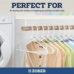 Zober Plastic Hangers 50 Pack - Standard Set Of Clothes Hangers For Coats, Jackets & Pants - Slim Coat Hanger Set For Everyday Use - Clothing Hangers W/Hooks - Heavy Duty Hangers, White -GENERIC Shop 51kSX7Fj6xL