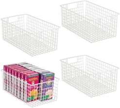 MDesign Shallow Metal Wire Basket For Storage Pantry - Kitchen Organization Basket With Handles - Bin Basket For Organizing Cabinets Or Countertop - Concerto Collection - 4 Pack - Bronze -GENERIC Shop 51kTTh7Dg4L. AC