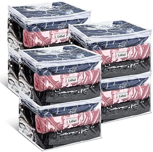6 Pieces Zippered Storage Bags Clear Sweater Storage Bag PVC Plastic Storage Bags For Blankets Clothes Closet Quilt Pillow Bed Sheet Organizer With Zipper And Label (14.2 X 12 X 3.2 Inch) 6 6 Pieces Zippered Storage Bags Clear Sweater Storage Bag PVC Plastic Storage Bags For Blankets Clothes Closet Quilt Pillow Bed Sheet Organizer With Zipper And Label (14.2 X 12 X 3.2 Inch) - Image 6