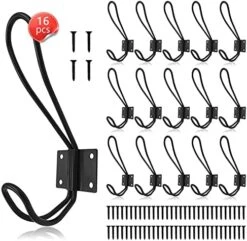 Rustic Entryway Hooks-12 Pack Farmhouse Hooks With Metal Screws Included,Black Decorative Wall Mounted Rustic Coat Hooks Rack, Double Vintage Organizer Hanging Wire Hook Clothes Hanger… -GENERIC Shop 51kfsbXQnHL. AC