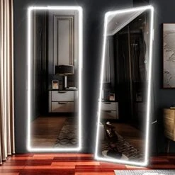 RGB LED Mirror 63"x20", Full Length Mirror With Lights, Body Mirror With Lights-LED Stand Up Mirror, Wall Mounted Hanging Mirror, Bedroom Body Mirror With Dimming & 7 Color Modes (White) -GENERIC Shop 51kvaxANi8L. AC