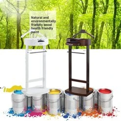 FOLREORP With Drawer Wardrobe Valet Stand White Wood Suit Valet Rack Freestanding Contour Hanger Trouser Shoe Rack Tie & Belt Stand Organizer Easy To Assemble For Both Living Room And Bed Room -GENERIC Shop 51lWW3xCrrL