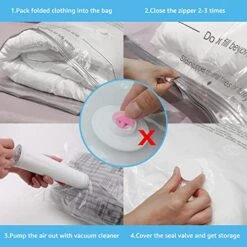 Rainbow Craft 24-PACK Vacuum Storage Bags For Cloths Space Saver Vacuum Bags For Blanket Including 2pc X-Jumbo, 5pc Jumbo, 4pc Large, 4pc Medium&9pc Hand Roll Cloth Bags - With FREE Pump 14 Rainbow Craft 24-PACK Vacuum Storage Bags For Cloths Space Saver Vacuum Bags For Blanket Including 2pc X-Jumbo, 5pc Jumbo, 4pc Large, 4pc Medium&9pc Hand Roll Cloth Bags - With FREE Pump -GENERIC Shop 51lssWDSIqL