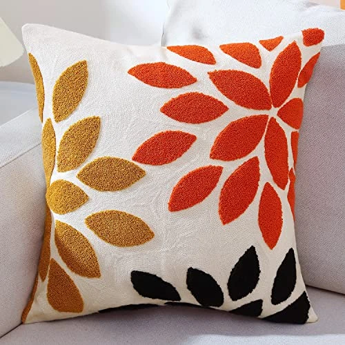 Ficakst Boho Throw Pillow Covers Textured 18x18 Inch Modern Absract Decorative Orange Yellow Black Dahlia Flower Cotton Soft Tufted Pillowcases For Home Outdoor Bedroom Living Room Couch Sofa Bed 1PC 1 Ficakst Boho Throw Pillow Covers Textured 18x18 Inch Modern Absract Decorative Orange Yellow Black Dahlia Flower Cotton Soft Tufted Pillowcases For Home Outdoor Bedroom Living Room Couch Sofa Bed 1PC
