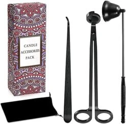 Lsnisni 5Pcs Candle Accessory Set With Candle Rechargeable Electric Lighter, Storage Tray, Wick Trimmer, Snuffer, Wick Dipper, Stainless Steel Candle Care Kit With Gift Package For Candle Lover Black -GENERIC Shop 51m5bmJ6W9L. AC