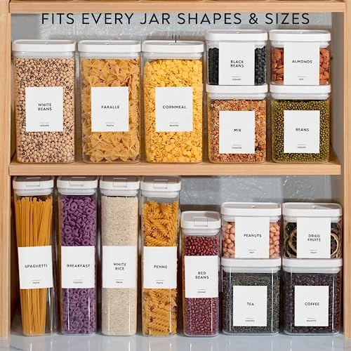 351 Ultimate Pantry Label Set, Black Text On White Vinyl Waterproof Label Sticker With Removable Adhesive- Fits On Round, Square And Rectangle Jars - Organize Pasta, Baking, Legume And Grain 5 351 Ultimate Pantry Label Set, Black Text On White Vinyl Waterproof Label Sticker With Removable Adhesive- Fits On Round, Square And Rectangle Jars - Organize Pasta, Baking, Legume And Grain - Image 5
