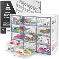 Arteza Desk Drawer Organizer, Multipurpose 12-Drawer Cabinet For Makeup Storage, Tools, And Art Supplies, 9.21in X 16.22in X 12.79in -GENERIC Shop 51mMI9rAMvL. AC